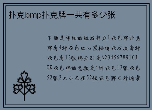 扑克bmp扑克牌一共有多少张